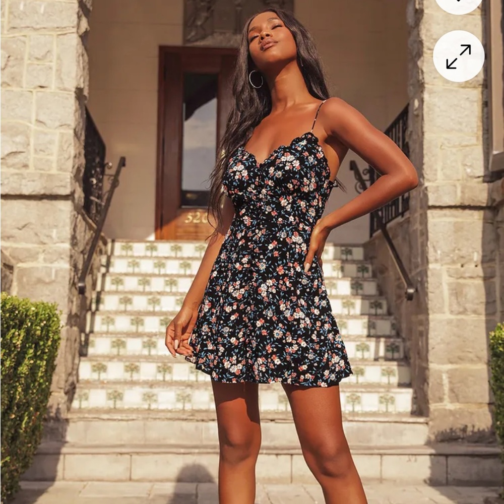 Lulu's Blue and White Ruched Spaghetti Strap Sundress